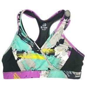 Impact Jillian Michaels Sports Bra Womens L Abstract Print Racerback Colorful